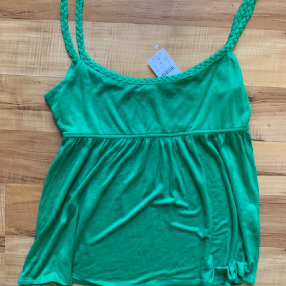 NWT J. Crew cropped kelly green braided tank top